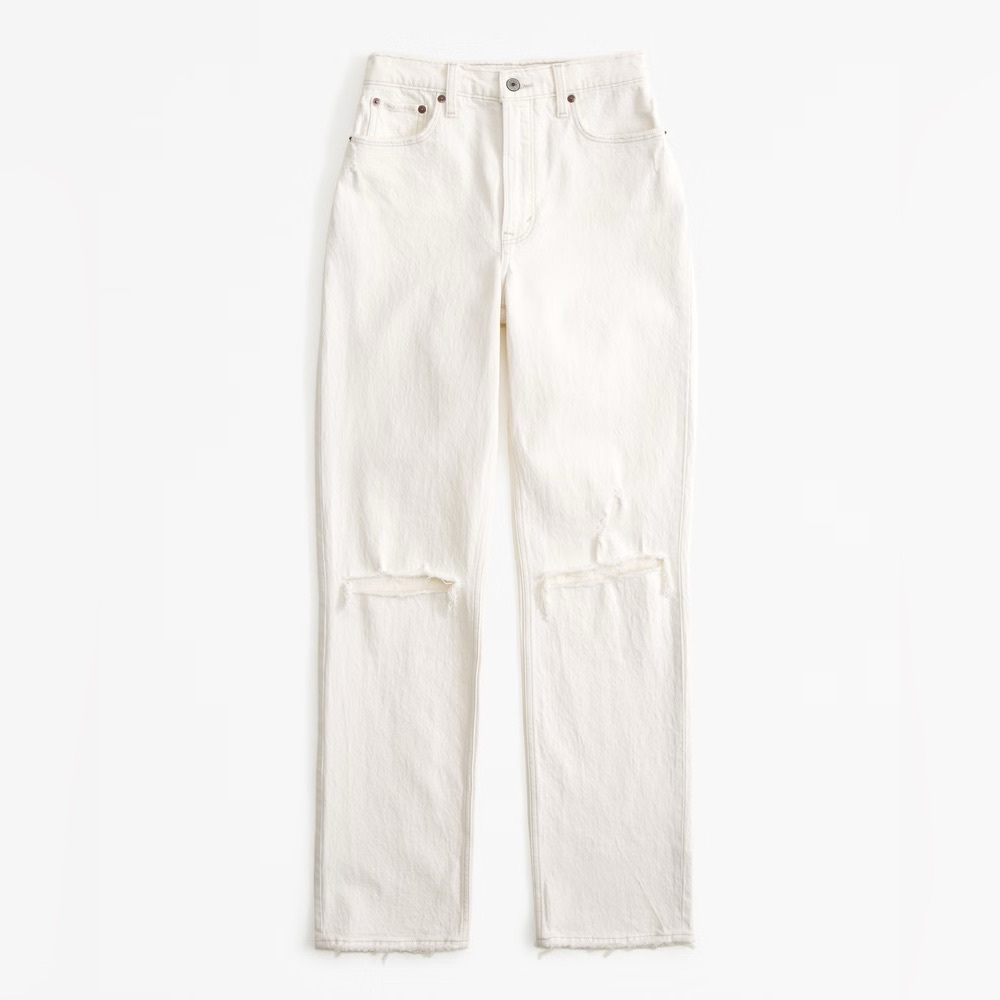 Abercrombie and Fitch Ultra High Rise 90s Straight Jeans - White